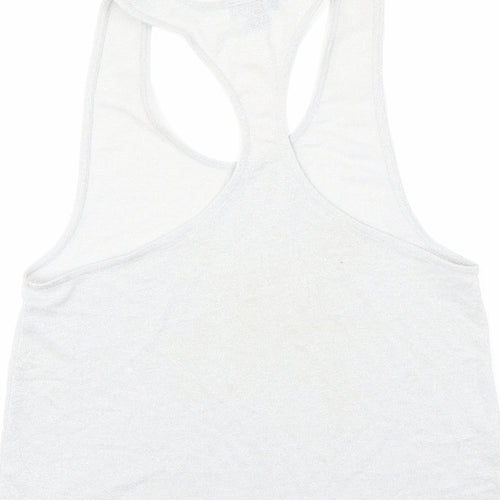 Topshop Womens Silver Polyester Basic Tank Size 10 Scoop Neck