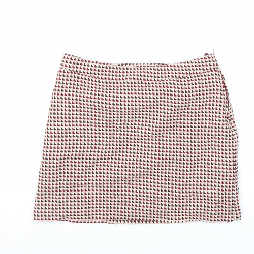 H&M Womens Red Acrylic A-Line Skirt Size 10 Zip