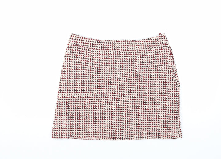 H&M Womens Red Acrylic A-Line Skirt Size 10 Zip