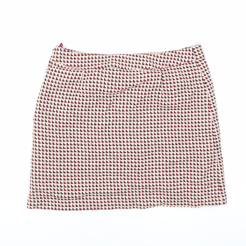 H&M Womens Red Acrylic A-Line Skirt Size 10 Zip