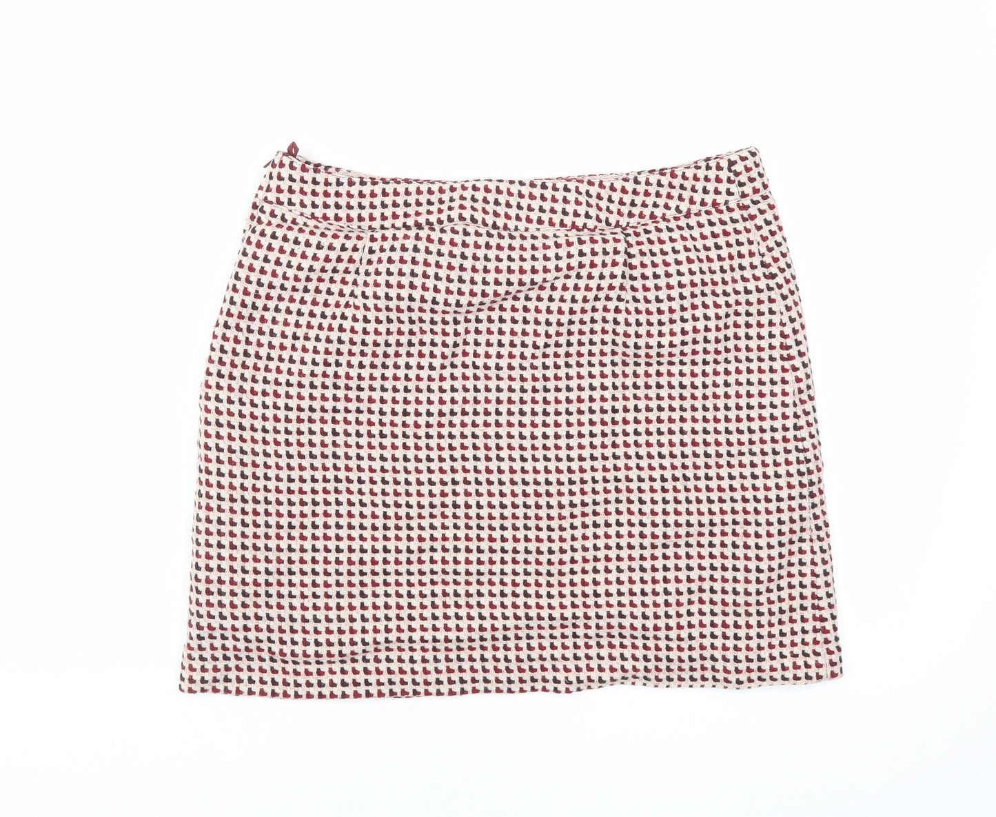 H&M Womens Red Acrylic A-Line Skirt Size 10 Zip