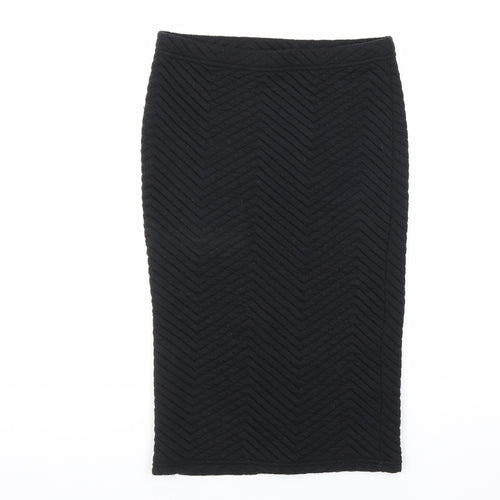 Select Womens Black Chevron Polyester A-Line Skirt Size 8 Regular Pull On