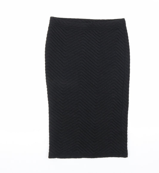 Select Womens Black Chevron Polyester A-Line Skirt Size 8 Regular Pull On