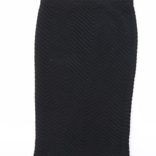 Select Womens Black Chevron Polyester A-Line Skirt Size 8 Regular Pull On