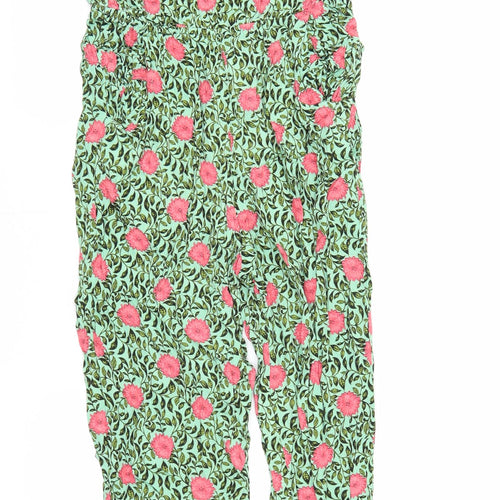 FOREVER 21 Womens Green Floral Viscose Jumpsuit One-Piece Size XS L25 in Button