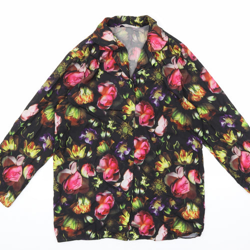 Indigo Sky Womens Multicoloured Floral Polyester Basic Button-Up Size 8 Collared