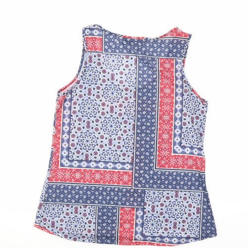 Dorothy Perkins Womens Blue Floral Polyester Basic Tank Size 14 Scoop Neck