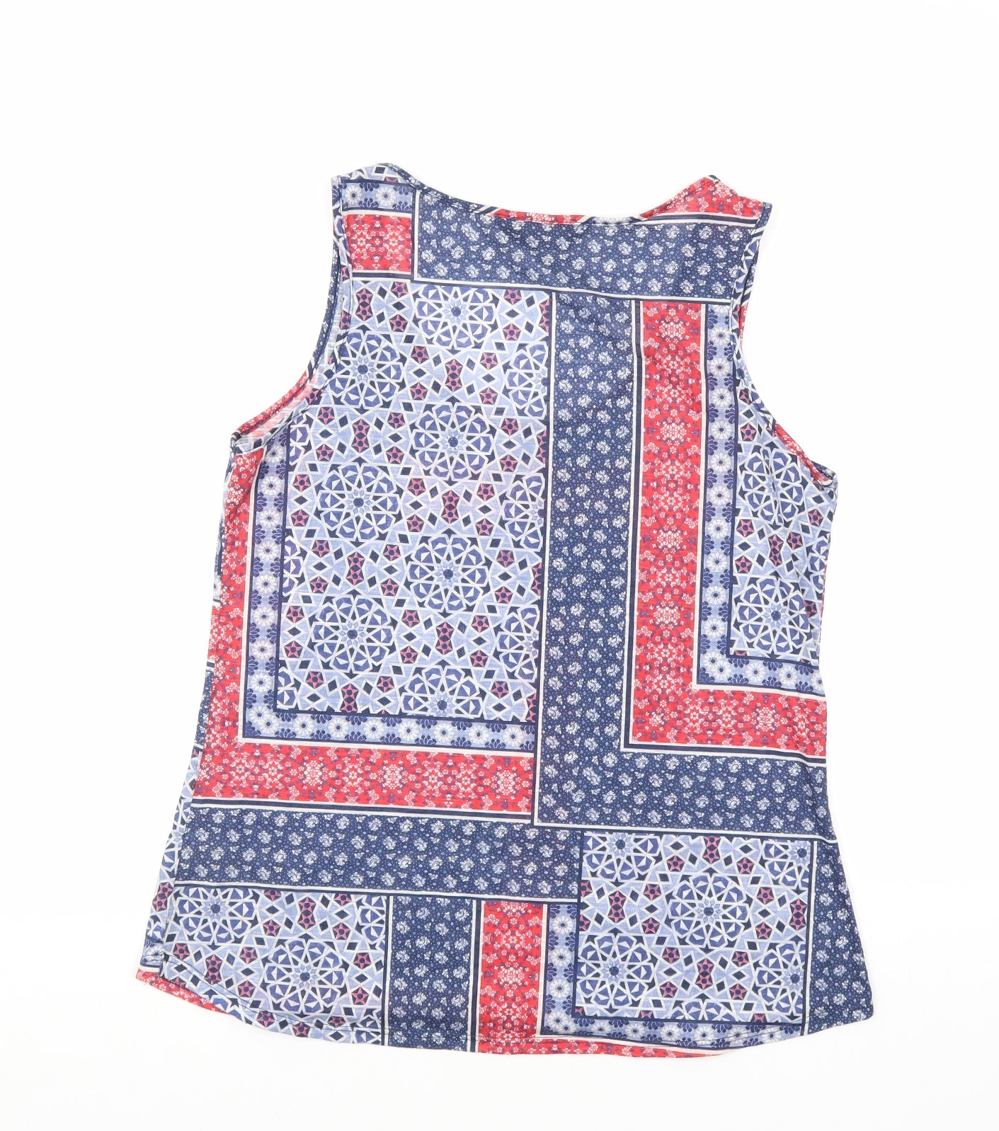 Dorothy Perkins Womens Blue Floral Polyester Basic Tank Size 14 Scoop Neck