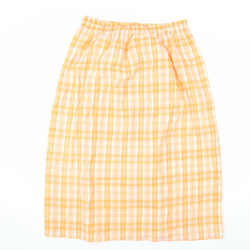 Essentials Womens Orange Plaid Polyester Bandage Skirt Size 14 Button