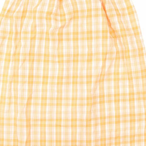 Essentials Womens Orange Plaid Polyester Bandage Skirt Size 14 Button