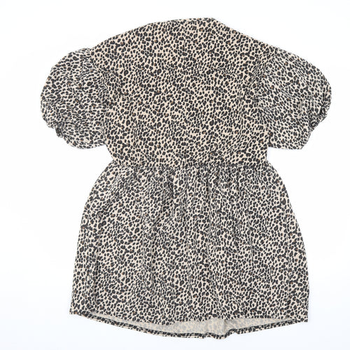 Boohoo Womens Beige Animal Print Polyester A-Line Size 18 V-Neck Pullover
