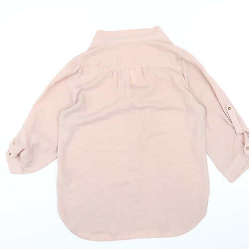 Dorothy Perkins Womens Beige Polyester Basic Blouse Size 12 V-Neck