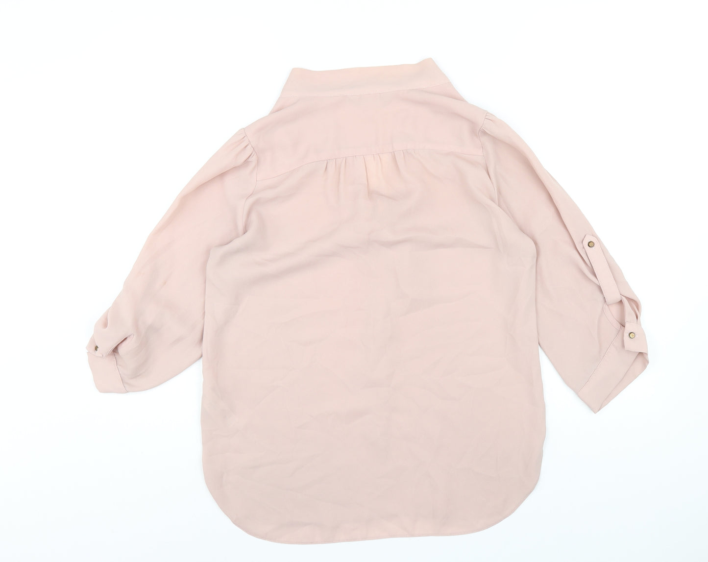 Dorothy Perkins Womens Beige Polyester Basic Blouse Size 12 V-Neck