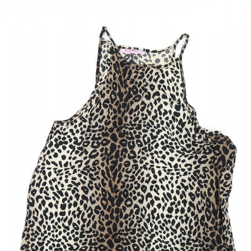 Supre Womens Brown Animal Print Viscose Trapeze & Swing Size S Round Neck Pullover