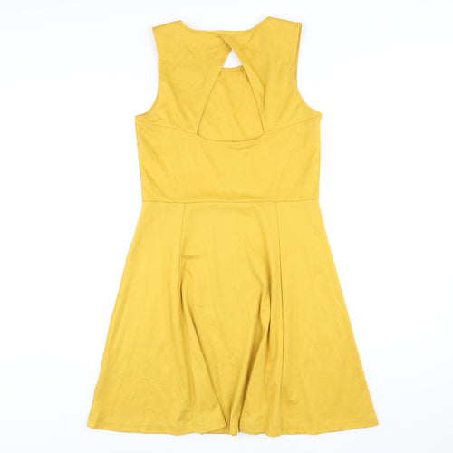H&M Womens Yellow Polyester A-Line Size M Round Neck Pullover