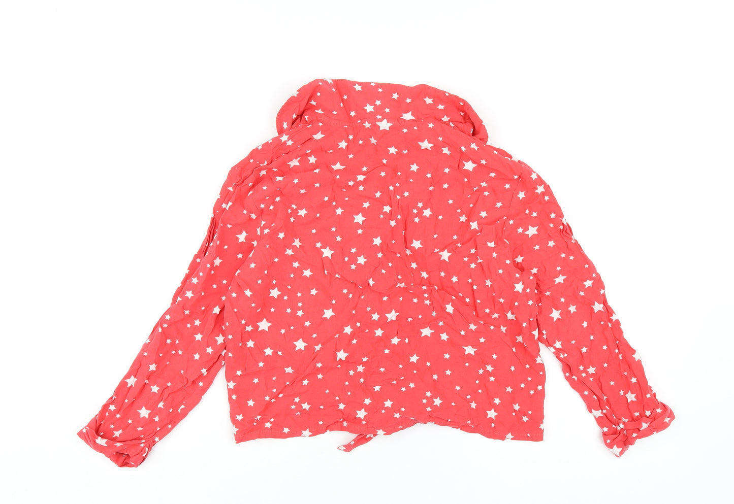 ASOS Womens Red Geometric Viscose Basic Button-Up Size 12 Collared