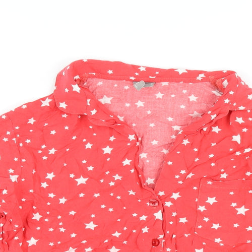 ASOS Womens Red Geometric Viscose Basic Button-Up Size 12 Collared
