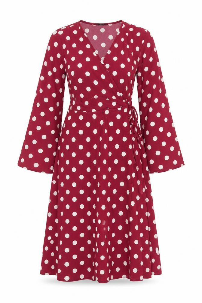 New Look Womens Purple Polka Dot Polyester Wrap Dress Size 8 V-Neck Tie