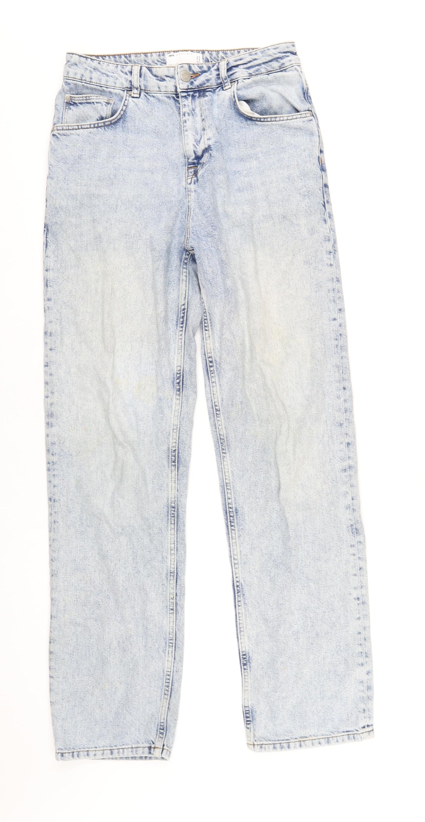 ASOS Womens Blue Cotton Straight Jeans Size 30 in L32 in Regular Zip