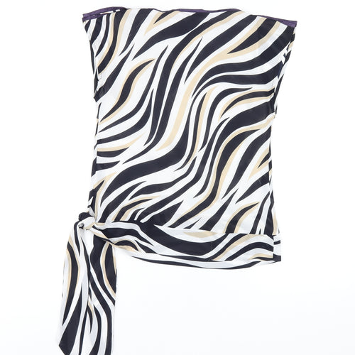 Milano Womens Multicoloured Animal Print Polyester Basic T-Shirt Size 12 Round Neck