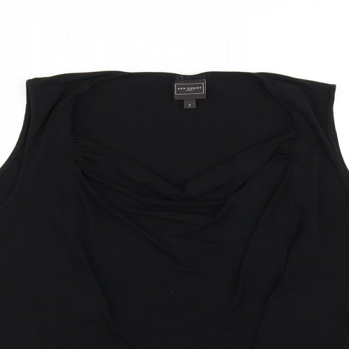Ann Harvey Womens Black Polyester Basic Tank Size M Cowl Neck
