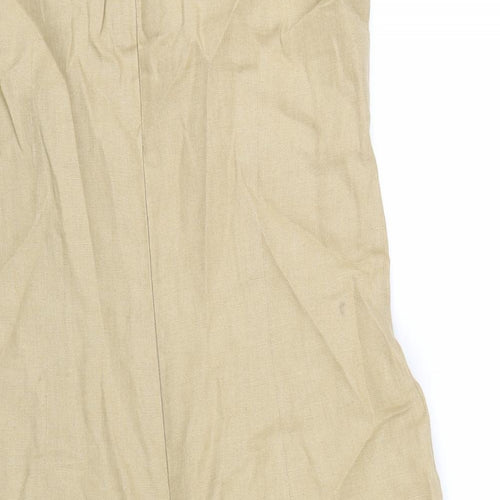 KS Collection Womens Beige Linen A-Line Size 16 V-Neck Zip