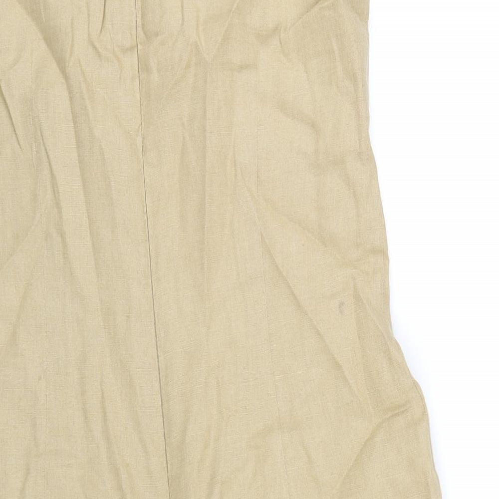 KS Collection Womens Beige Linen A-Line Size 16 V-Neck Zip