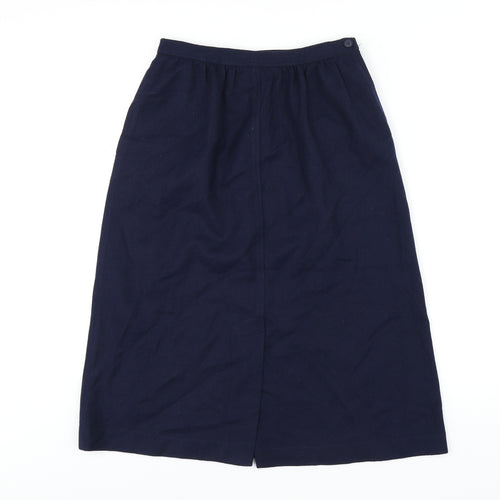 Persona Womens Blue Polyester A-Line Skirt Size 10 Button