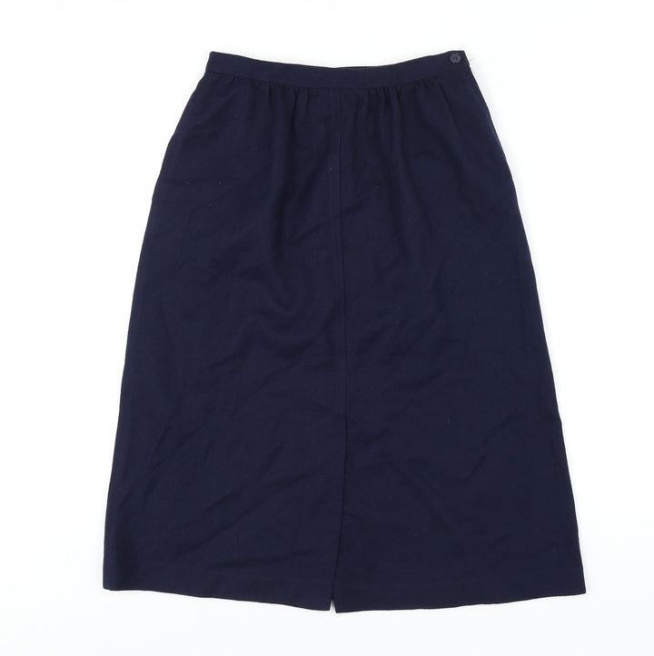 Persona Womens Blue Polyester A-Line Skirt Size 10 Button