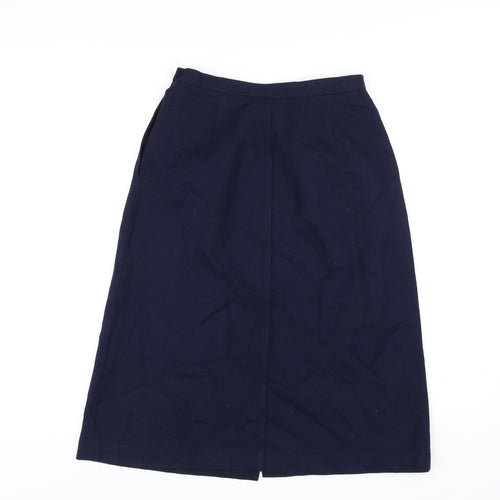 Persona Womens Blue Polyester A-Line Skirt Size 10 Button