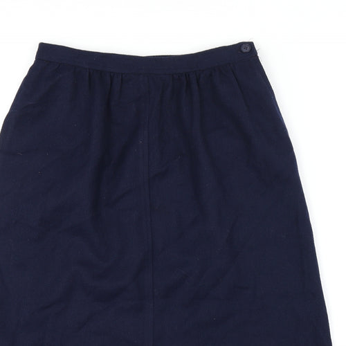 Persona Womens Blue Polyester A-Line Skirt Size 10 Button