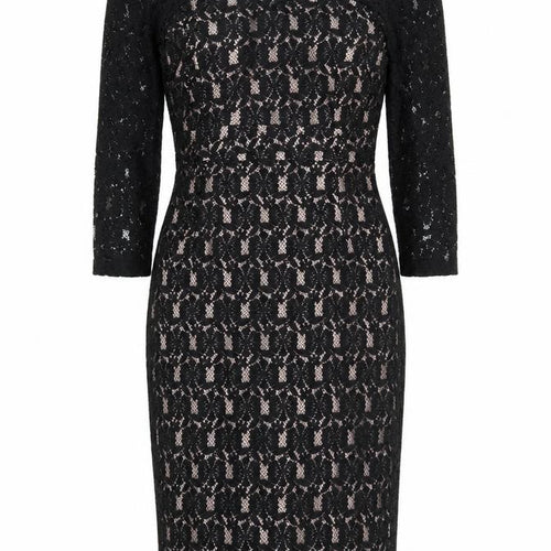 Dorothy Perkins Womens Black Polyester Pencil Dress Size 14 Round Neck Zip