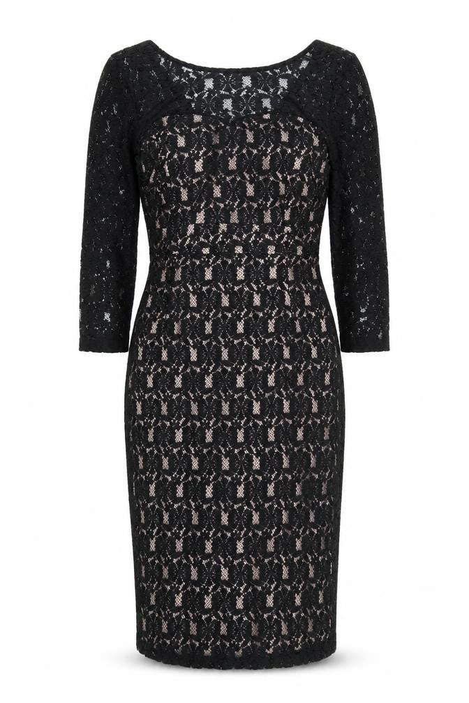 Dorothy Perkins Womens Black Polyester Pencil Dress Size 14 Round Neck Zip