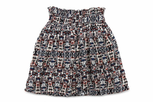 Front view of Idano women’s multicoloured geometric viscose a-line skirt, size S