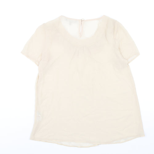 Red Herring Womens Beige Polyester Basic T-Shirt Size 12 Scoop Neck
