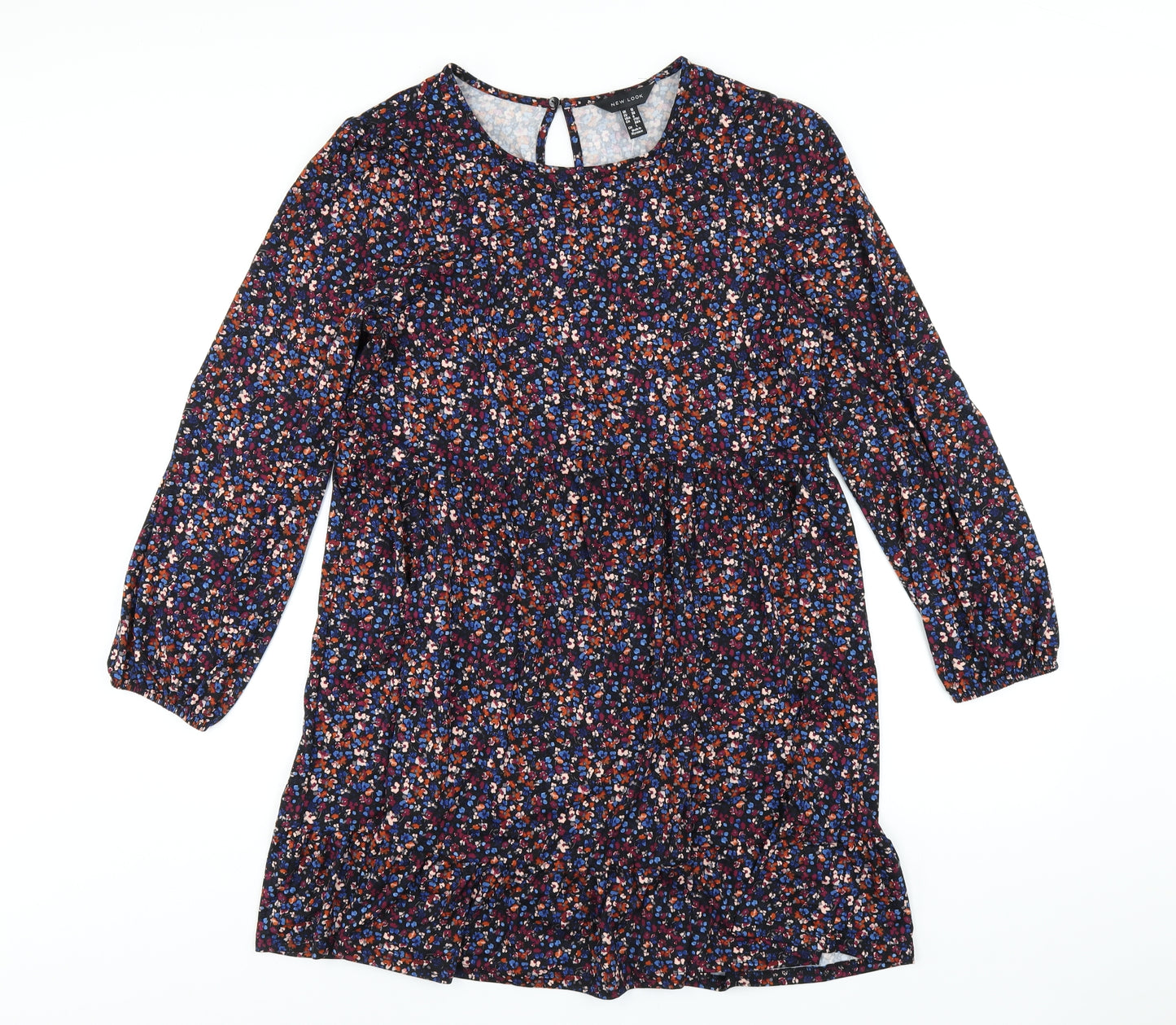 New Look Womens Multicoloured Floral Polyester Trapeze & Swing Size 10 Round Neck Pullover