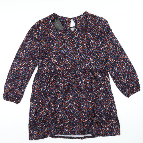 New Look Womens Multicoloured Floral Polyester Trapeze & Swing Size 10 Round Neck Pullover
