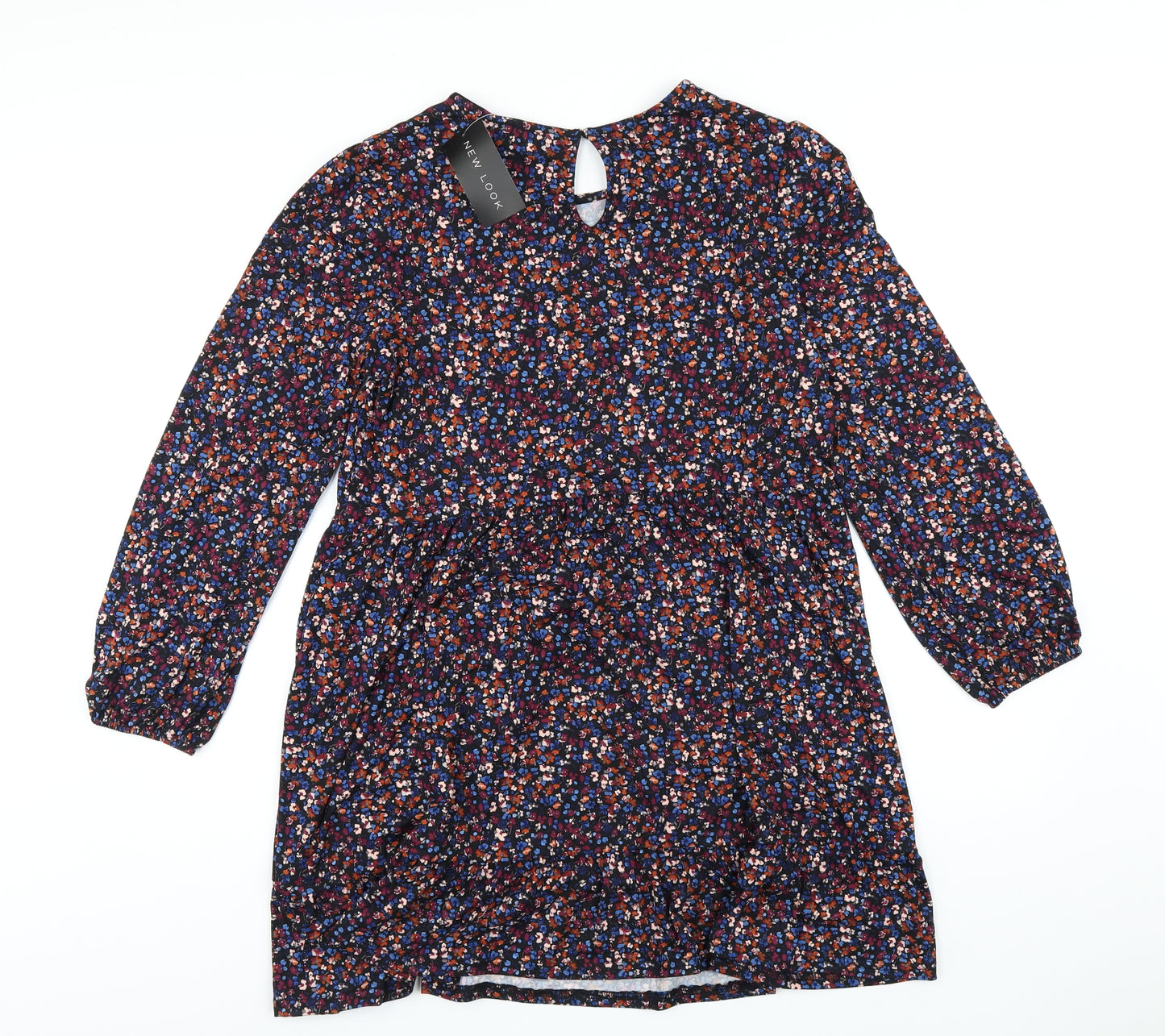 New Look Womens Multicoloured Floral Polyester Trapeze & Swing Size 10 Round Neck Pullover