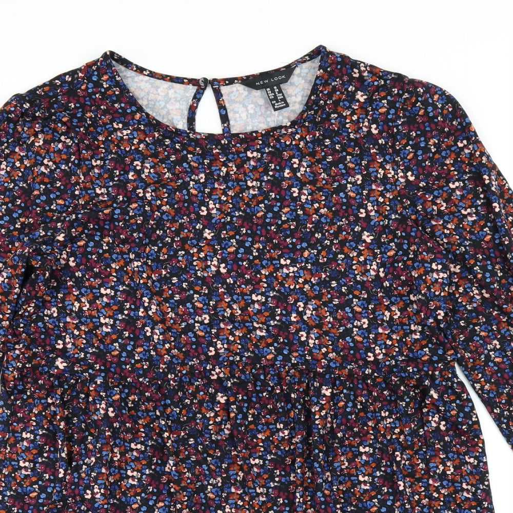 New Look Womens Multicoloured Floral Polyester Trapeze & Swing Size 10 Round Neck Pullover