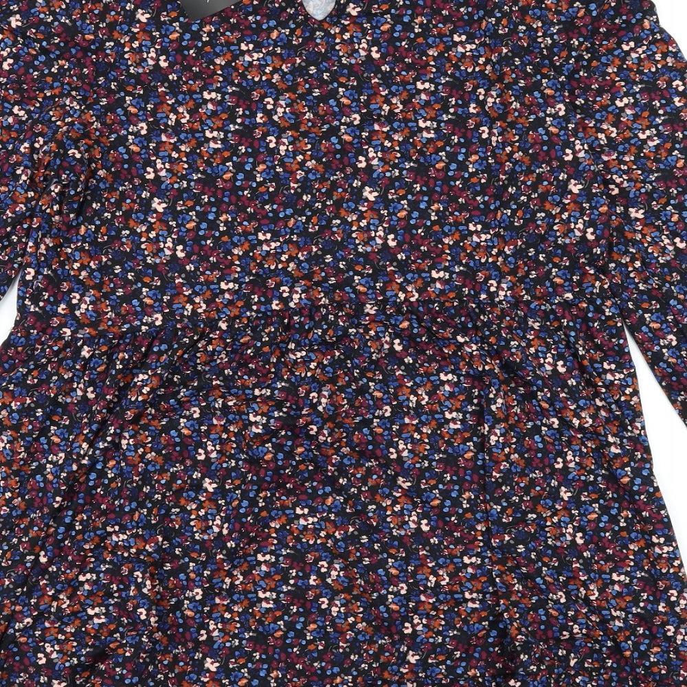New Look Womens Multicoloured Floral Polyester Trapeze & Swing Size 10 Round Neck Pullover