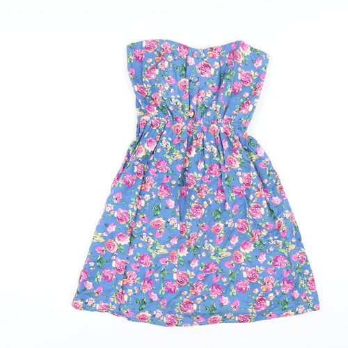 Hearts & Bows Womens Blue Floral Cotton Mini Size M Sweetheart Pullover