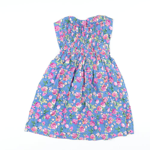 Hearts & Bows Womens Blue Floral Cotton Mini Size M Sweetheart Pullover