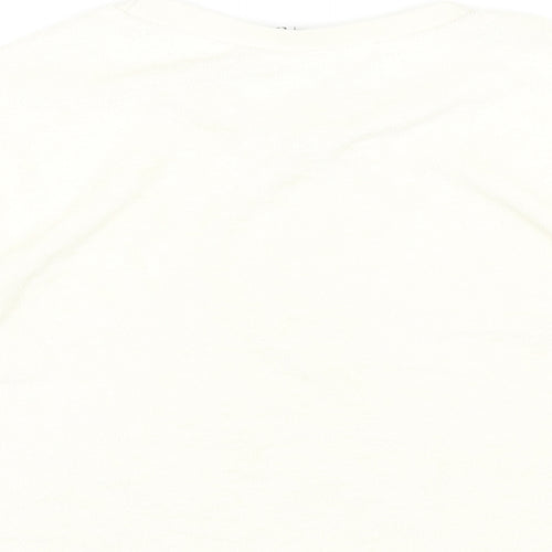 H&M Womens Ivory Polyethylene Cropped T-Shirt Size XS Round Neck