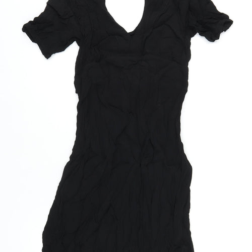 Therapy Womens Black Viscose A-Line Size 12 V-Neck Zip