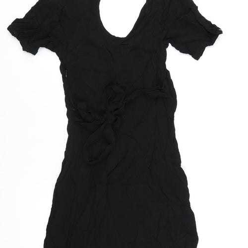 Therapy Womens Black Viscose A-Line Size 12 V-Neck Zip