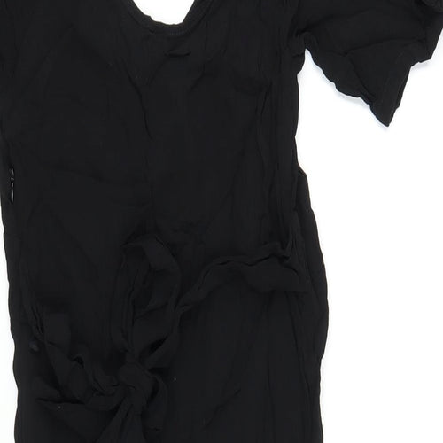 Therapy Womens Black Viscose A-Line Size 12 V-Neck Zip