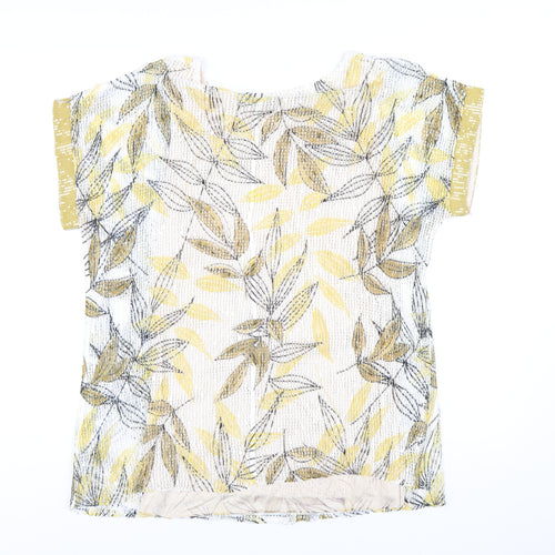 Klass Womens Yellow Floral Polyester Basic T-Shirt Size M Round Neck