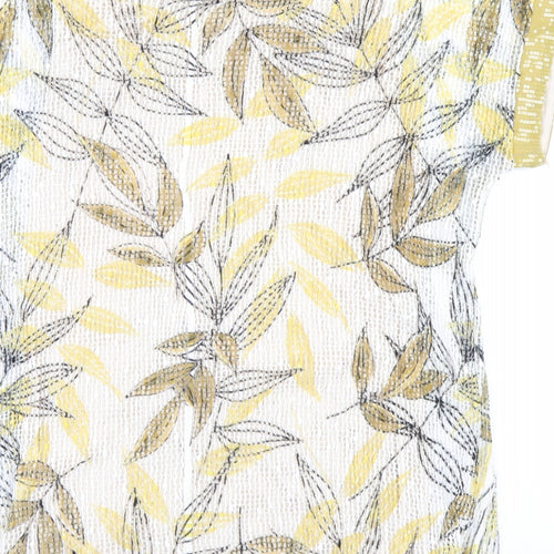 Klass Womens Yellow Floral Polyester Basic T-Shirt Size M Round Neck