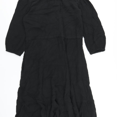 Per Una Womens Black Cotton Trapeze & Swing Size 6 V-Neck Pullover