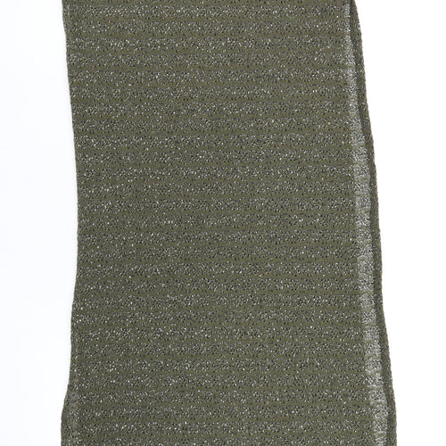QED London Womens Green Polyester Basic T-Shirt Size S Mock Neck - Side Slits